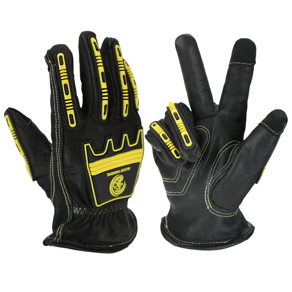 Work Glove Impact - Darbe deri iş eldivenleri, kış siyah