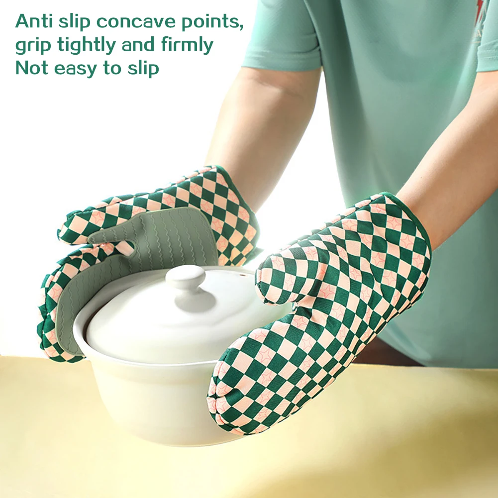 Oven Mitt Silicone - Silikon Fırın Eldivenleri Isıya Dayanıklı Kalınlaştırılmış