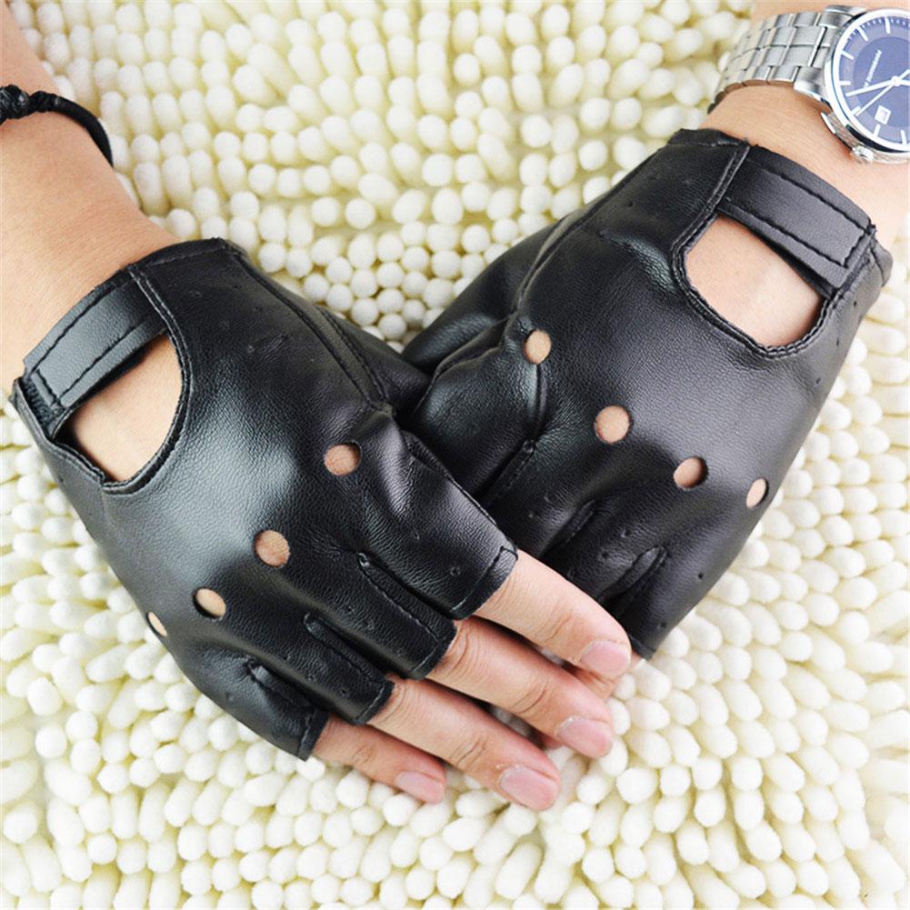 Leather Driving Glove - Unisex Yarım Parmak Eldivenleri Tiyatro Punk