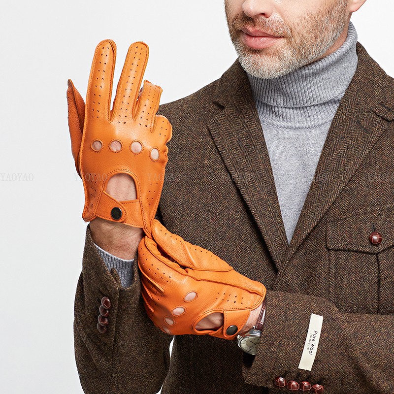 Leather Driving Glove - Moda aksesuarları erkek bahar hakiki Deri