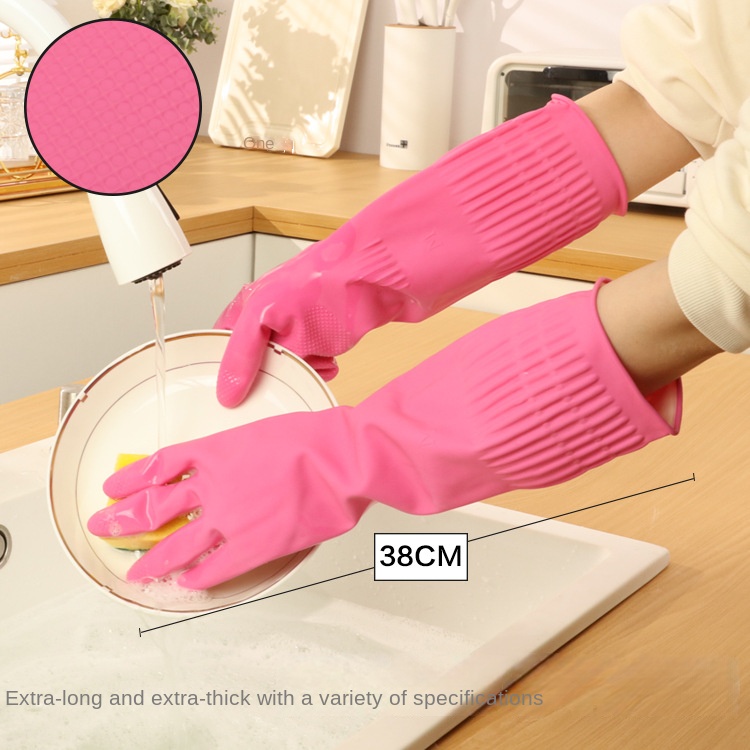 Dish Glove Rubber - 38cm ekstra kalın pembe kauçuk bulaşık