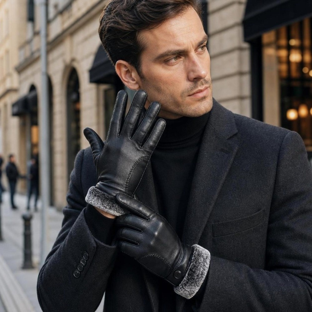 Leather Driving Glove - Moda Sıcak Deri Dokunmatik Ekran Eldivenleri