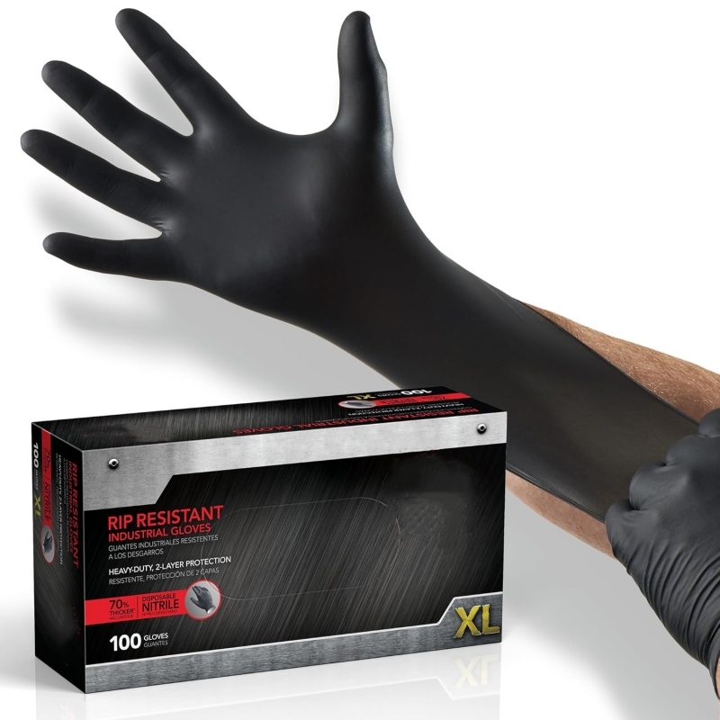 Latex Disposable Glove - 100 adet siyah nitril eldiven tek