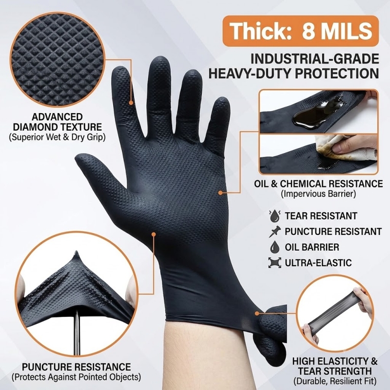 Ağır Hizmet Tipi Siyah Endüstr - Nitrile Mechanic Glove incelemesi ve fiyatı
