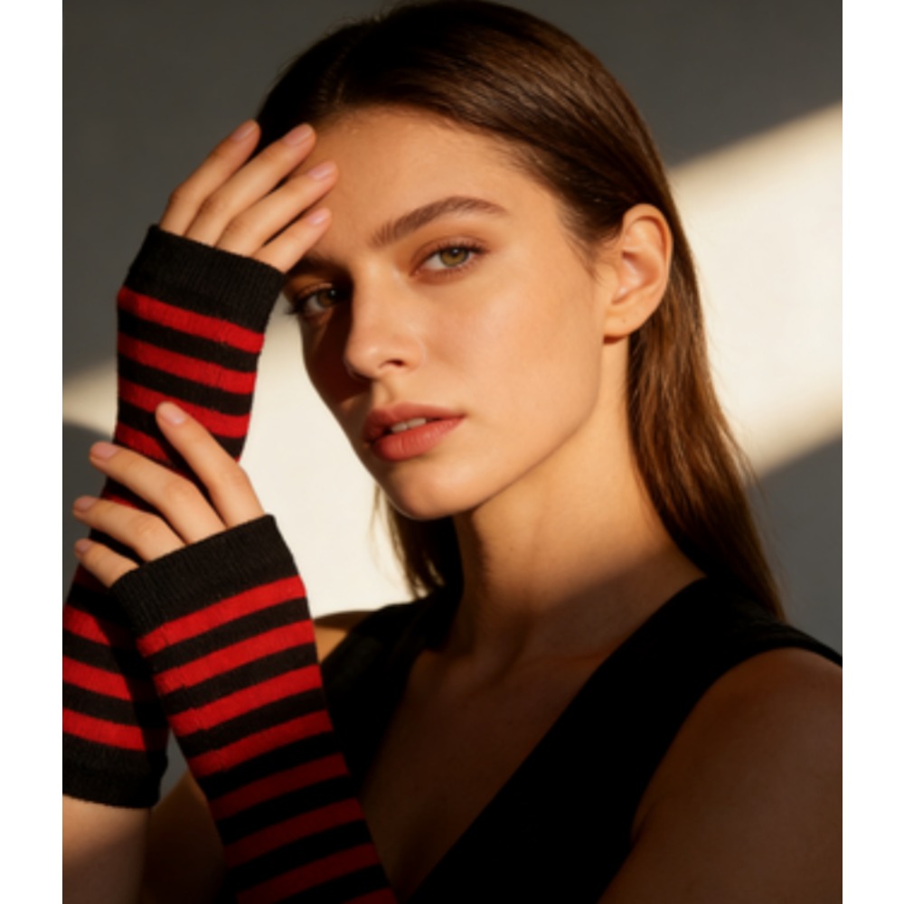 PESENAR Kırmızı Siyah Çizgili  - Fingerless Glove Knit incelemesi ve fiyatı